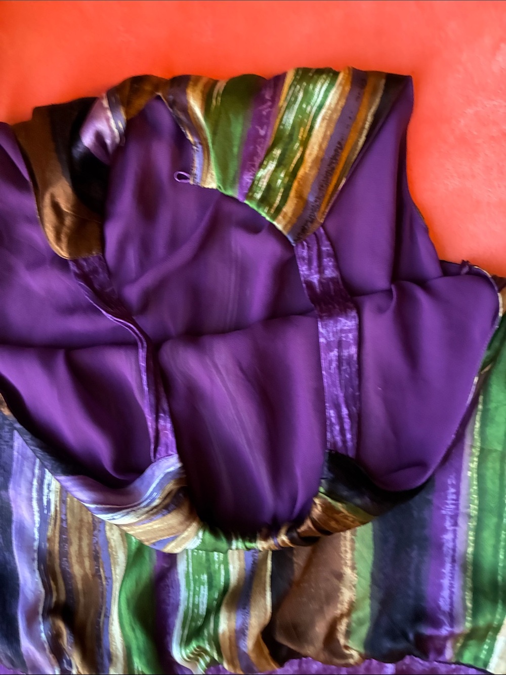 100% SILK- Ann Taylor Striped Camisole In Purple, Green & Neutrals - Picture 7 of 15